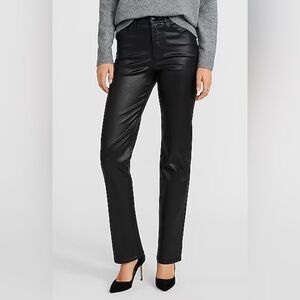 Express High waisted Black coated straight jeans